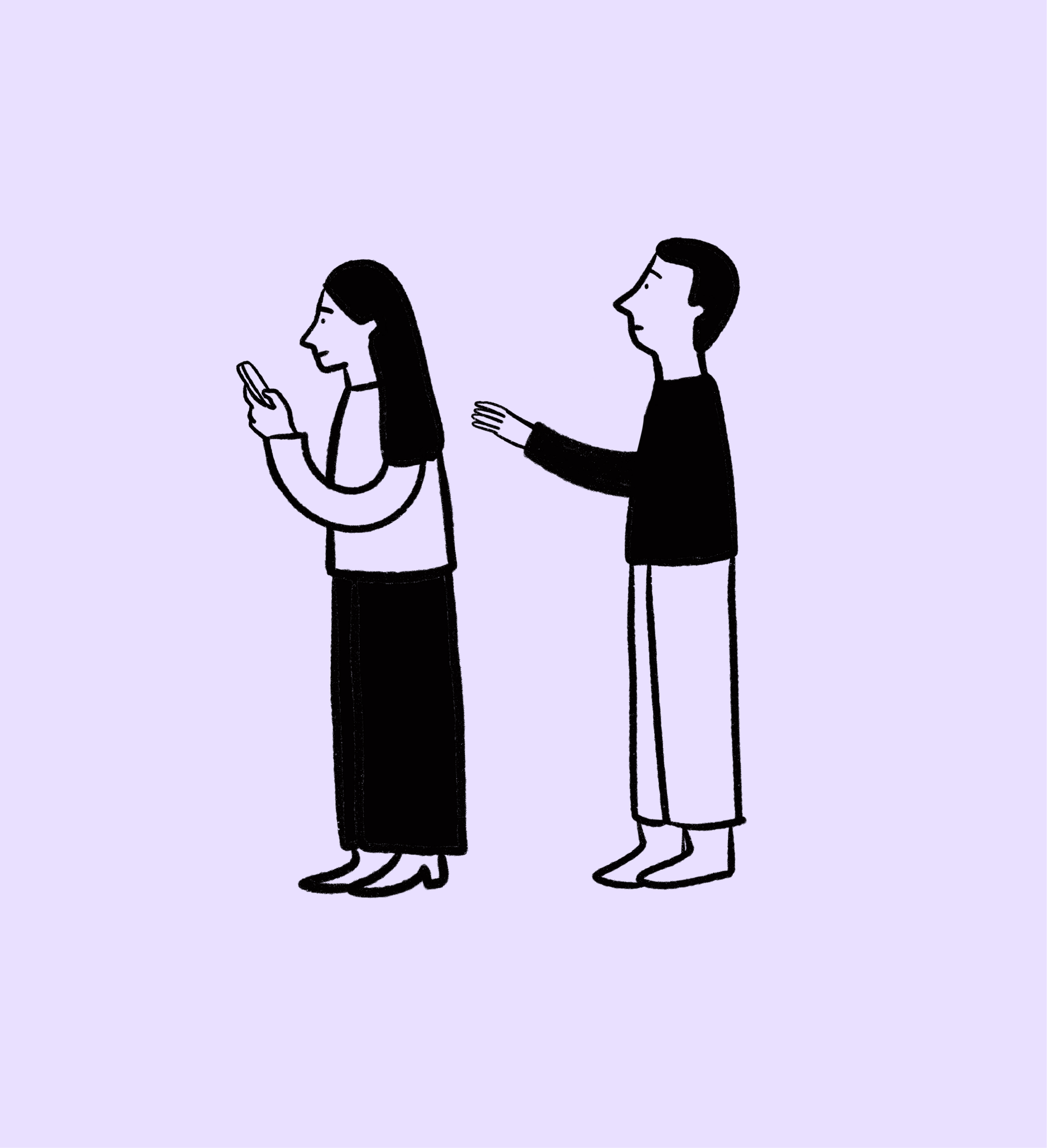 Illustration: distance and attention in a relationship